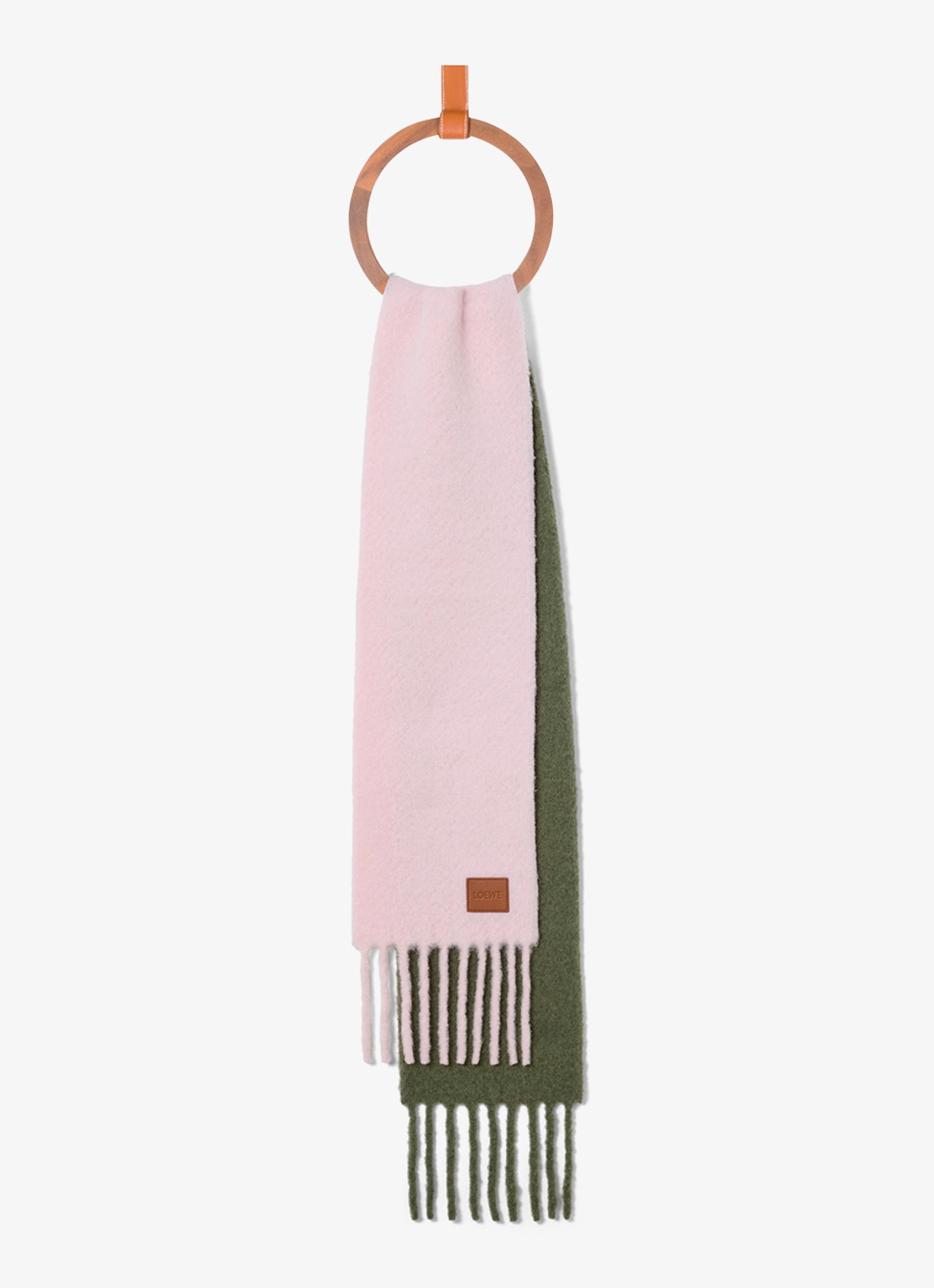 LOEWE Fijngebreide sjaal in alpaca wolblend 176 x 23 cm - voorkant 3 lichtroze