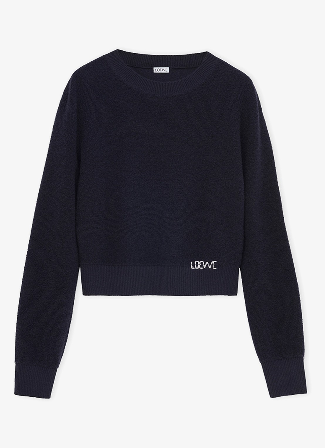 LOEWE Fijngebreide trui van wol met logo - voorkant 4 donkerblauw