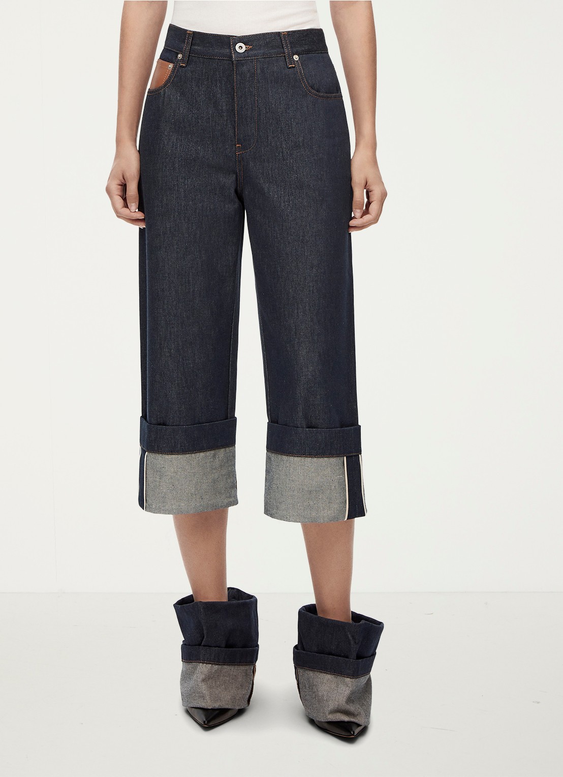 LOEWE Fisherman high waist straight leg jeans met steekzakken - detail 3 denim