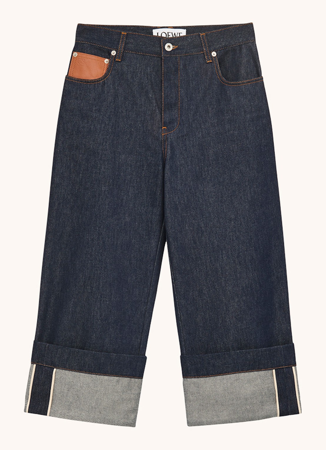 LOEWE Fisherman high waist straight leg jeans met steekzakken - voorkant 2 denim