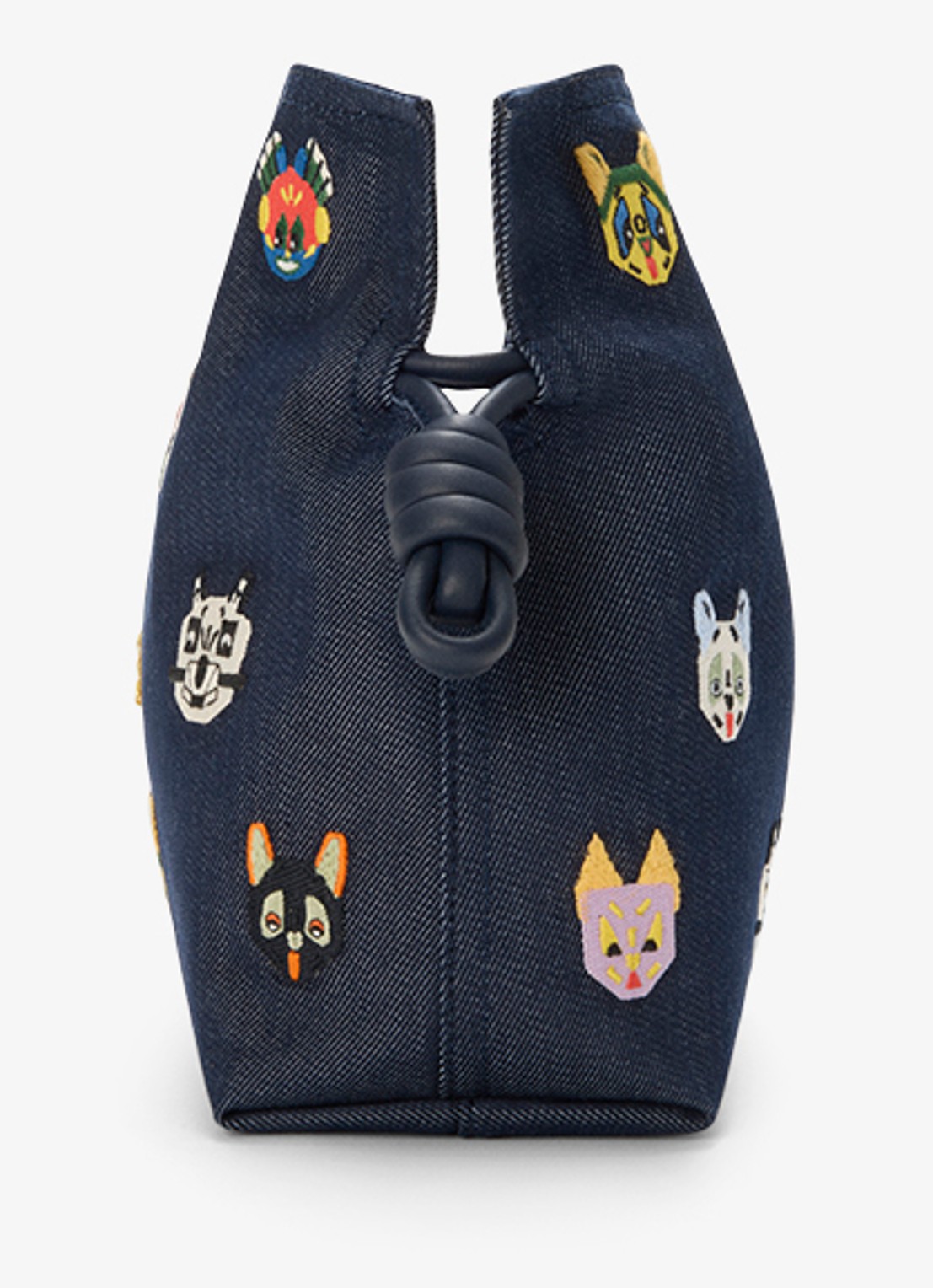 LOEWE Flamenco Cats M clutch van denim met kalfsleren details - detail 3 donkerblauw