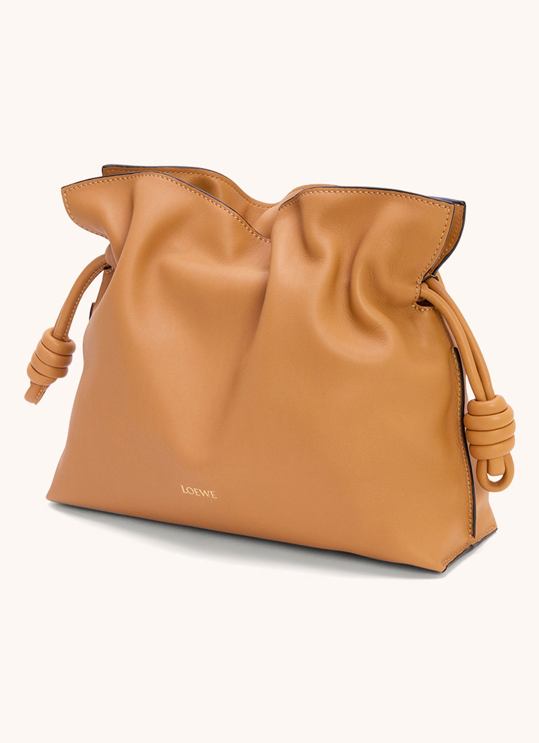 LOEWE Flamenco clutch van kalfsleer - achterkant 8 camel