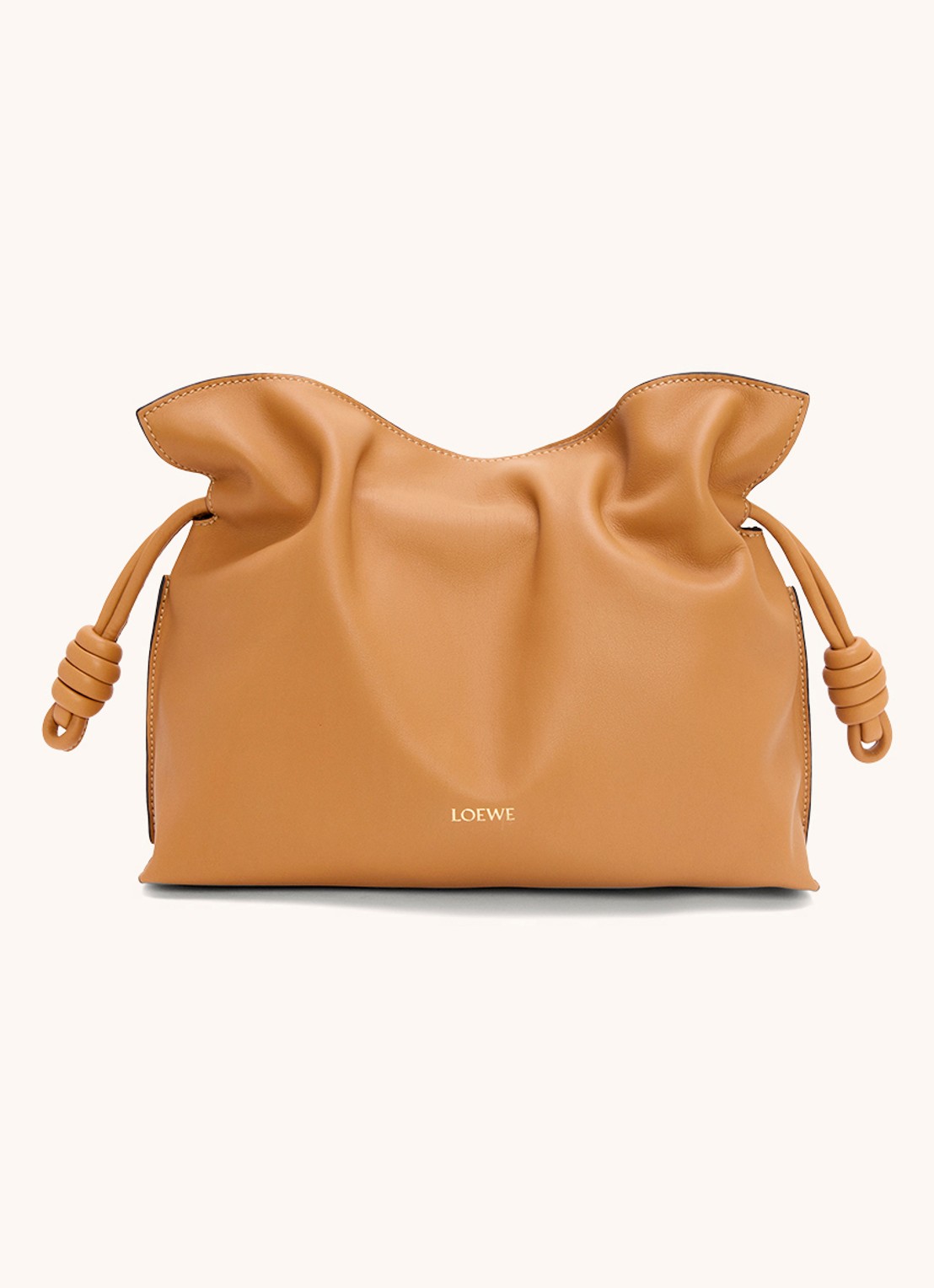 LOEWE Flamenco clutch van kalfsleer - voorkant 6 camel
