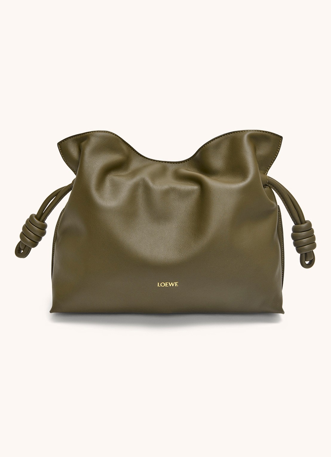 LOEWE Flamenco clutch van kalfsleer - voorkant 5 olijfgroen