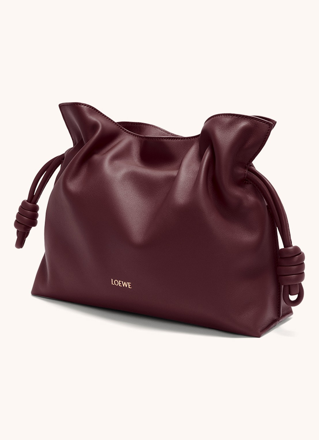 LOEWE Flamenco clutch van kalfsleer - voorkant 3 bordeauxrood