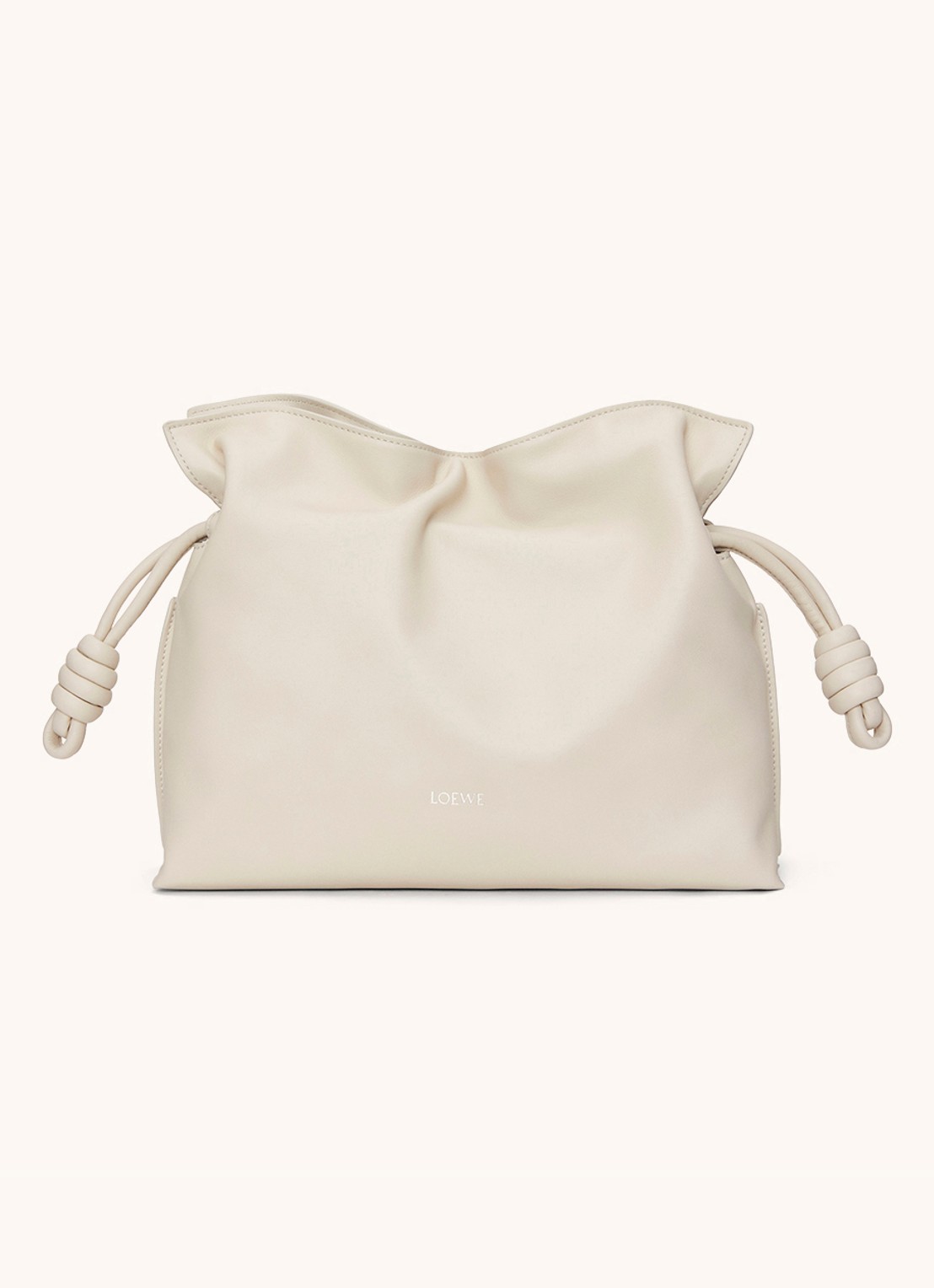 LOEWE Flamenco clutch van kalfsleer - voorkant beige