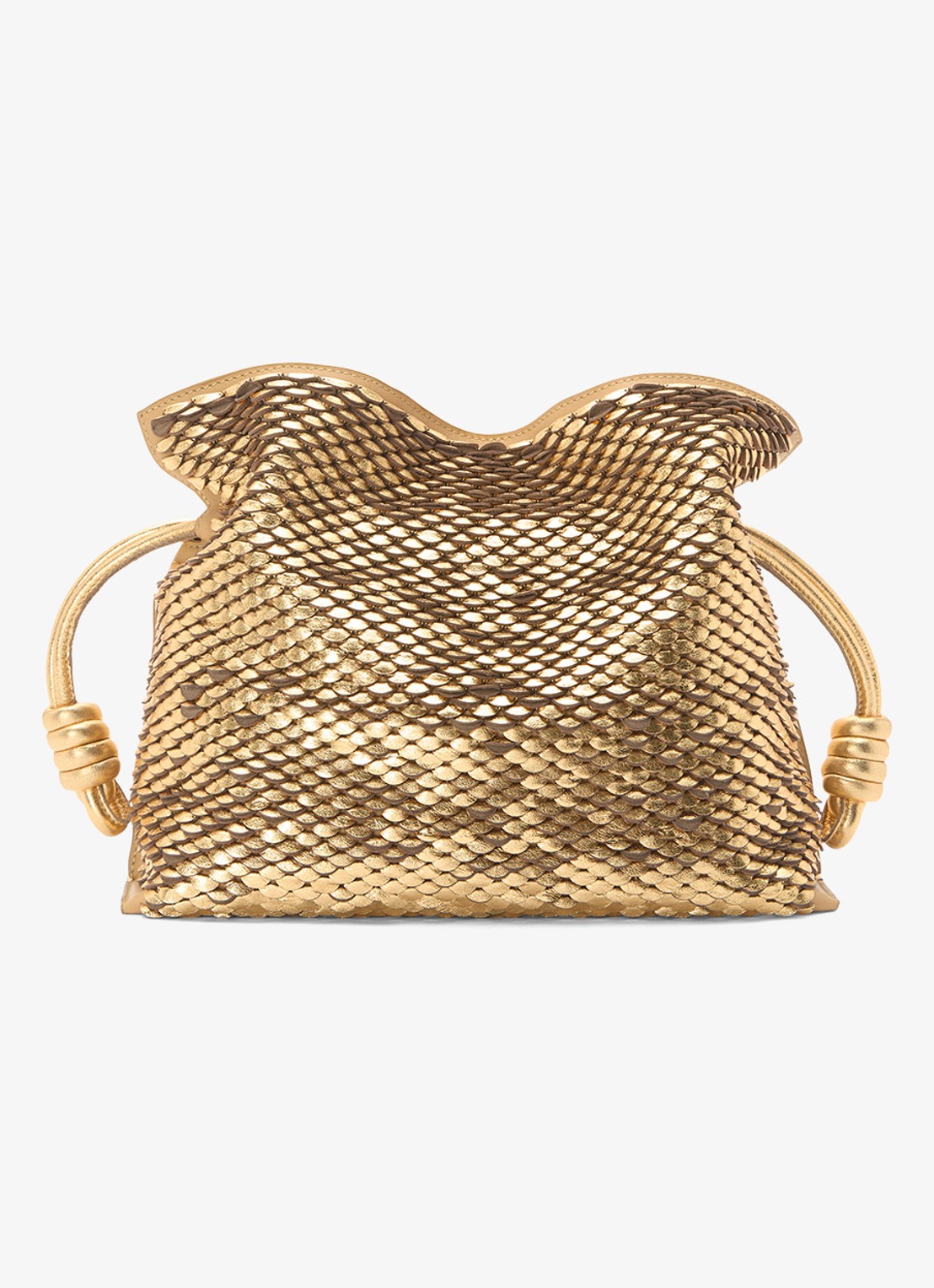 LOEWE Flamenco clutch van leer met metallic finish - voorkant goud