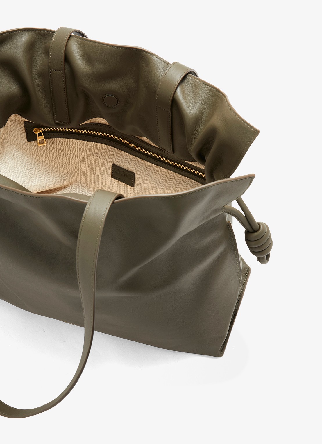 LOEWE Flamenco Large clutch van kalfsleer - detail 5 donkerkhaki