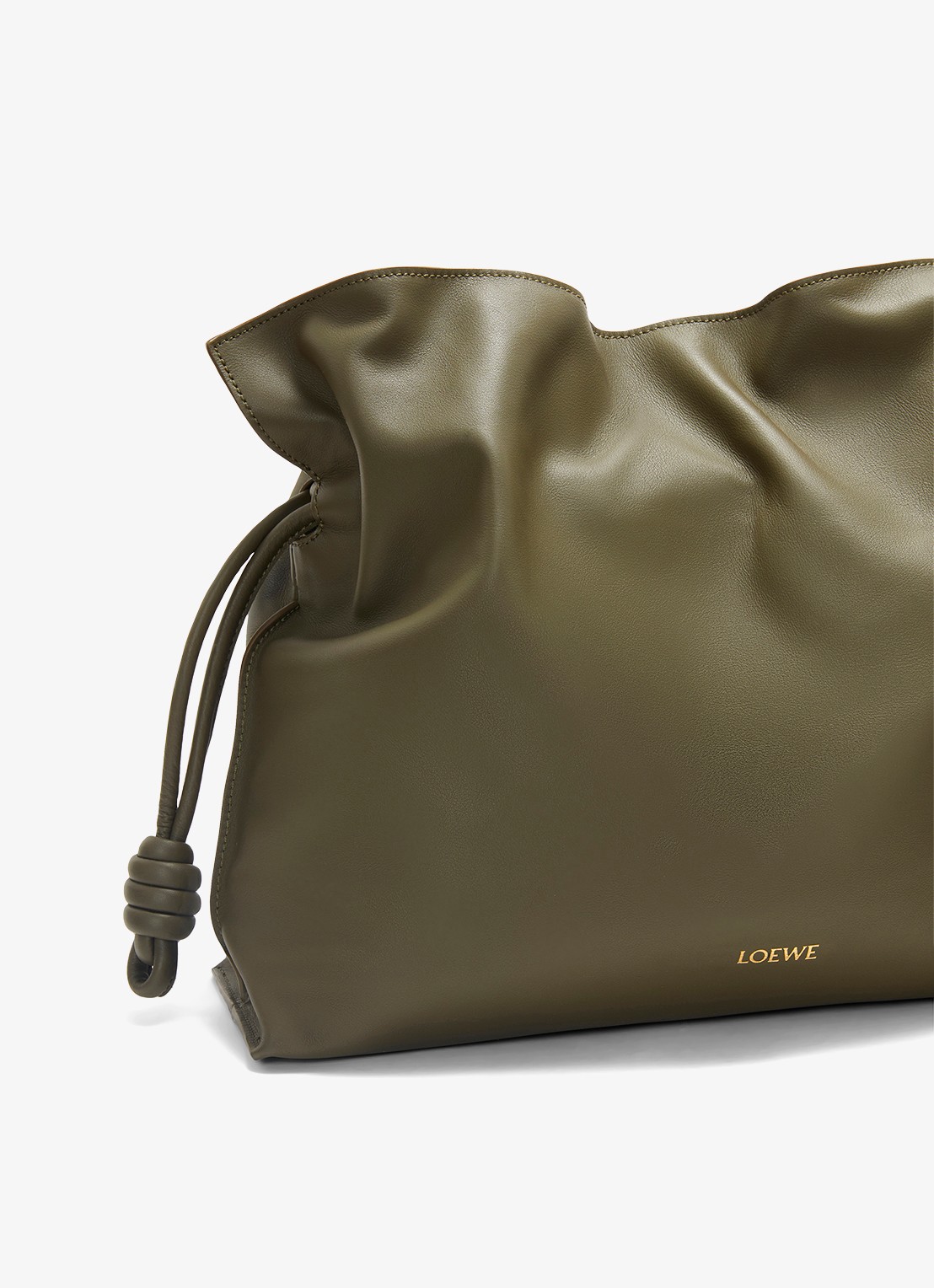LOEWE Flamenco Large clutch van kalfsleer - detail 6 donkerkhaki
