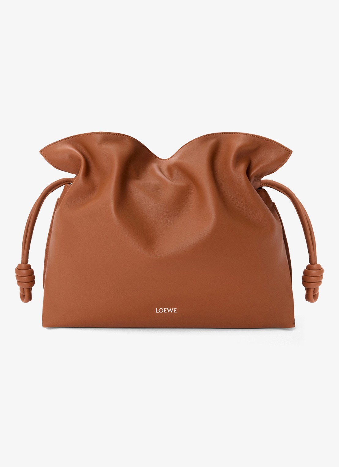 LOEWE Flamenco Large clutch van kalfsleer - voorkant bruin