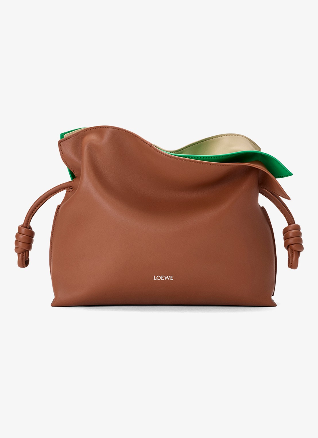 LOEWE Flamenco Layers Medium clutch van kalfsleer - voorkant bruin