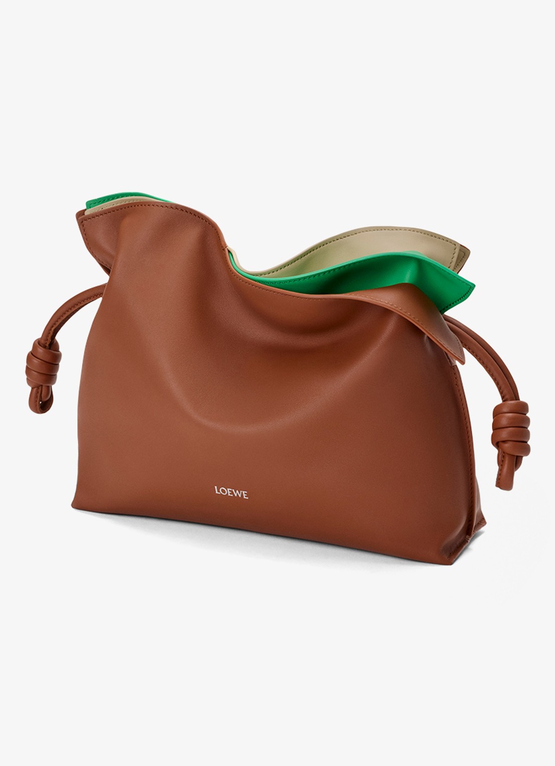 LOEWE Flamenco Layers Medium clutch van kalfsleer - voorkant 2 bruin