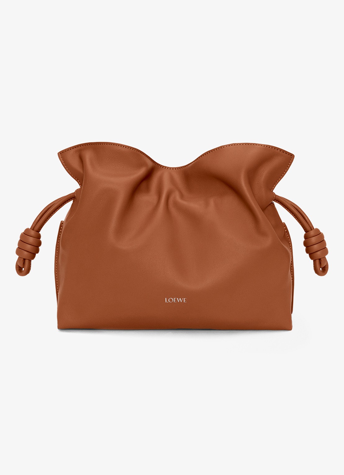 LOEWE Flamenco Medium clutch van kalfsleer - voorkant bruin