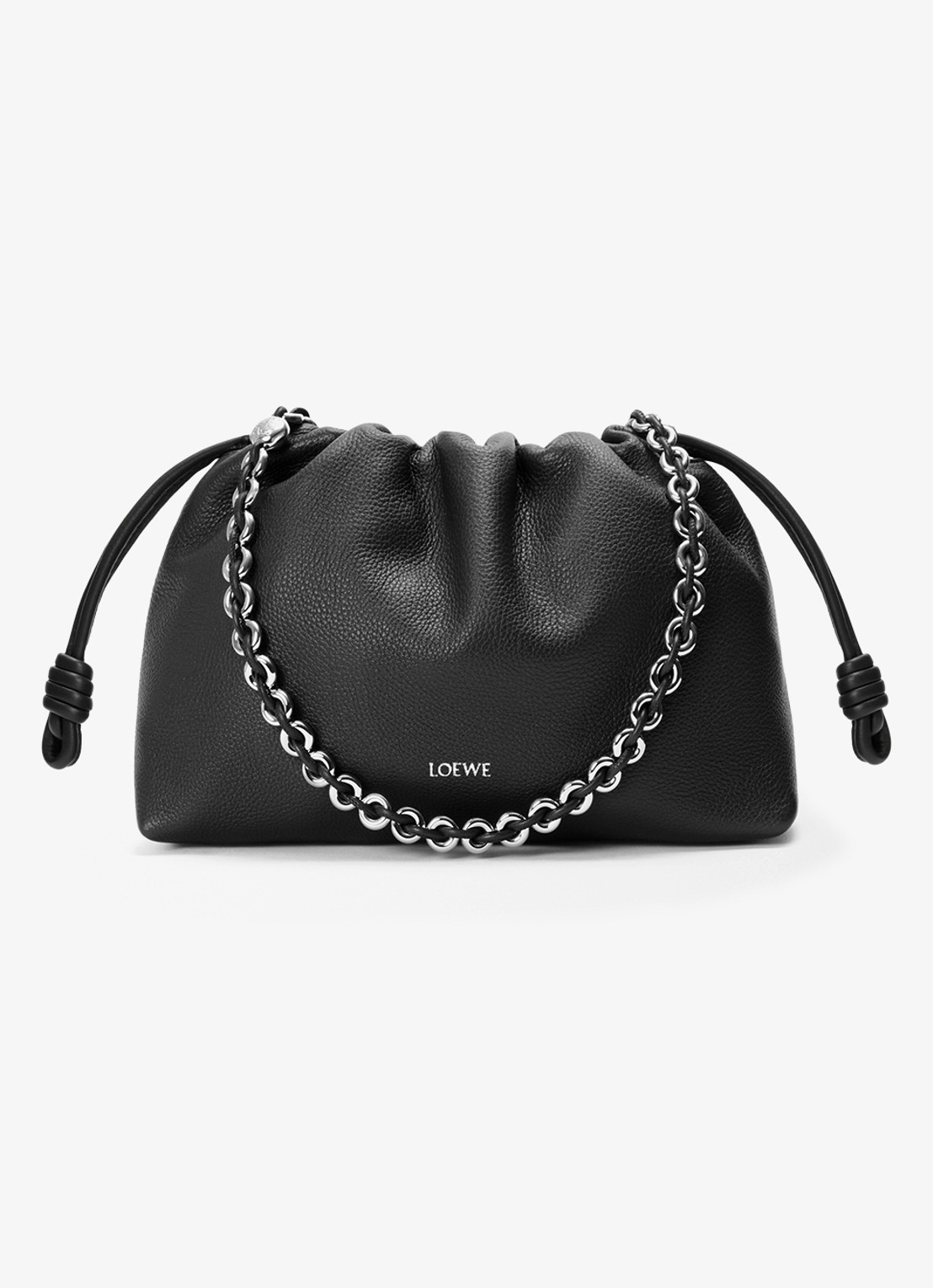 LOEWE Flamenco Medium schoudertas van kalfsleer - voorkant zwart
