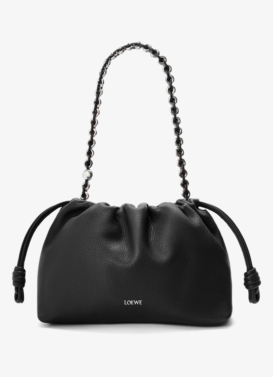 LOEWE Flamenco Medium schoudertas van kalfsleer - voorkant 2 zwart