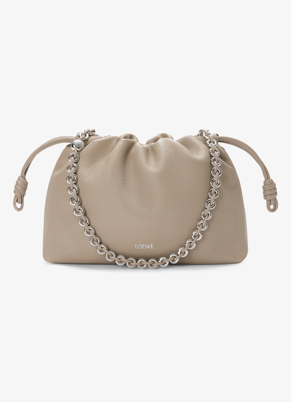 LOEWE Flamenco Medium schoudertas van kalfsleer - voorkant 7 zand