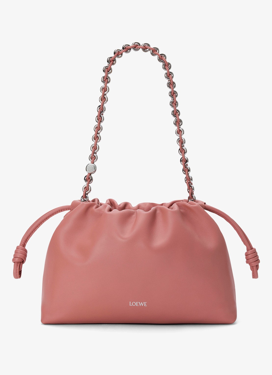 LOEWE Flamenco Medium schoudertas van leer - voorkant 2 zalmroze