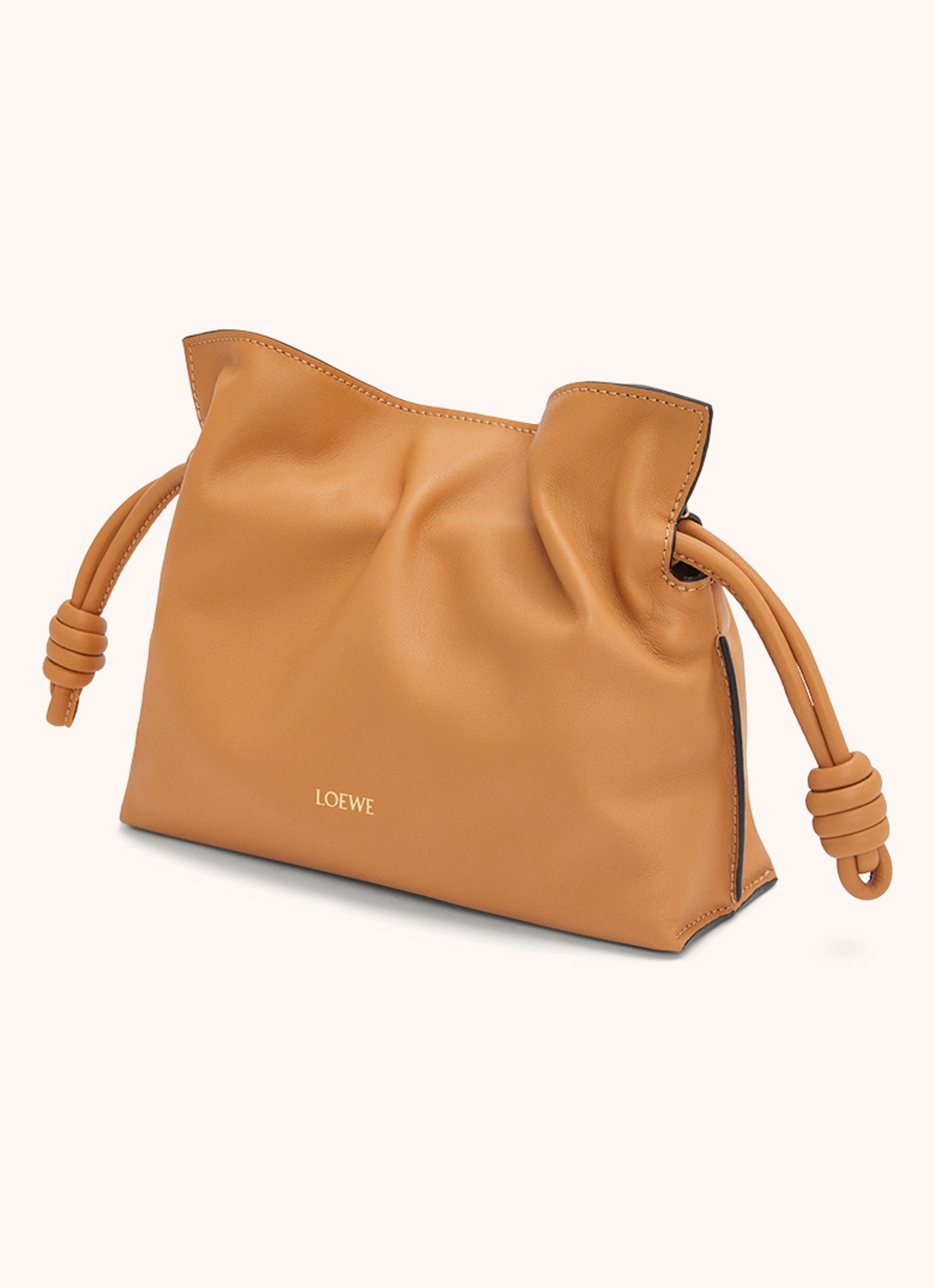 LOEWE Flamenco Mini clutch van kalfsleer - achterkant camel