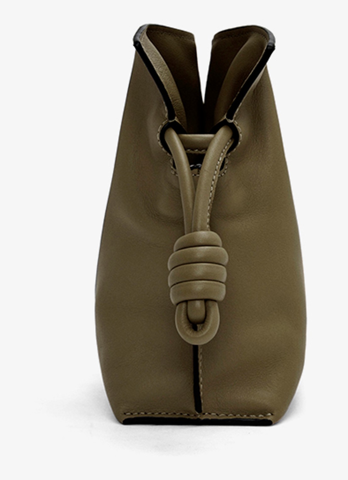 LOEWE Flamenco Mini clutch van kalfsleer - detail donkerkhaki