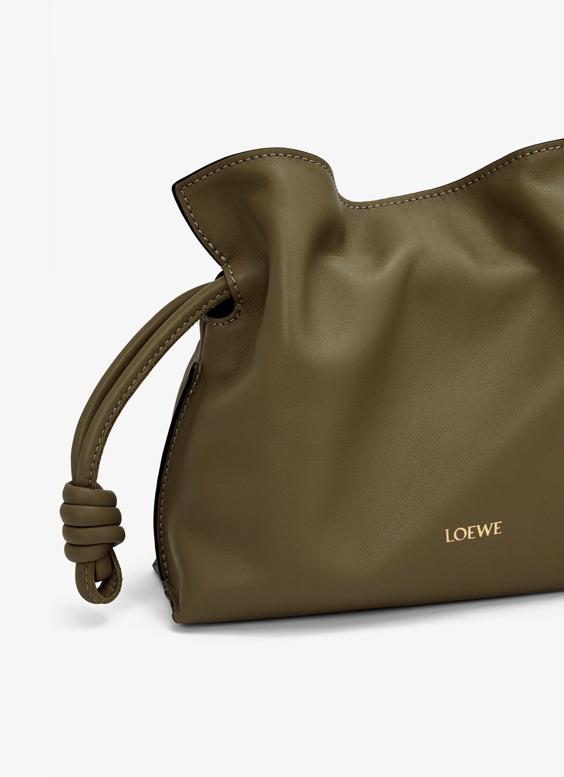 LOEWE Flamenco Mini clutch van kalfsleer - detail 4 donkerkhaki