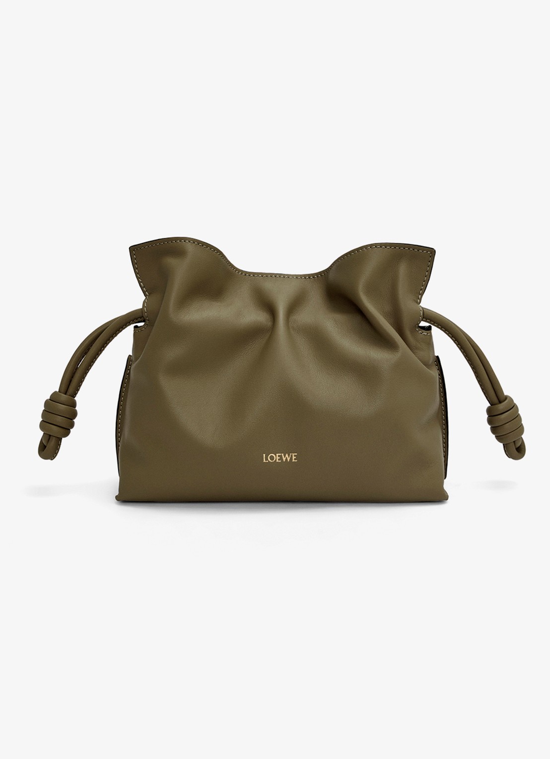 LOEWE Flamenco Mini clutch van kalfsleer - voorkant 6 donkerkhaki