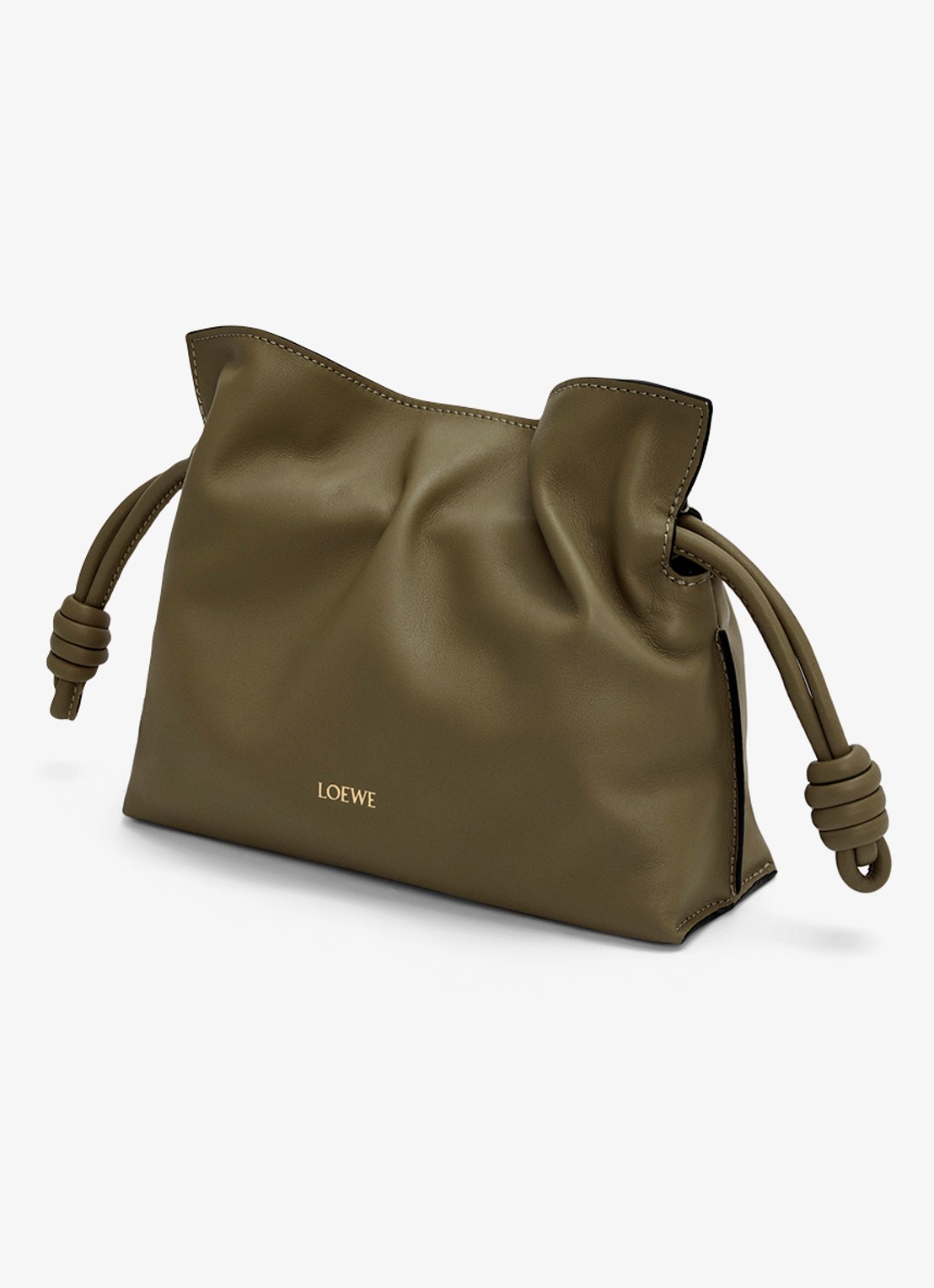 LOEWE Flamenco Mini clutch van kalfsleer - voorkant 7 donkerkhaki