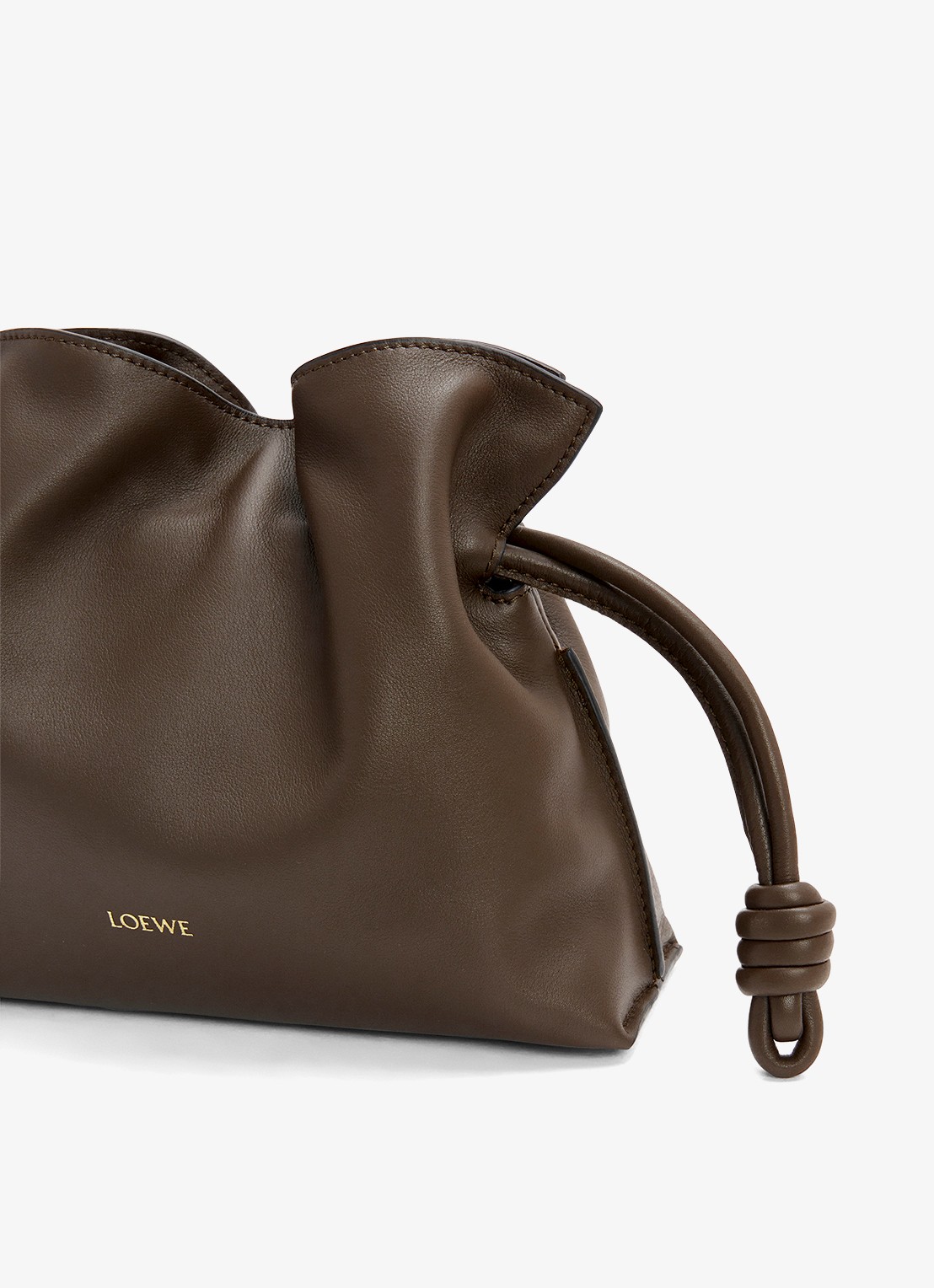 LOEWE Flamenco Mini clutch van kalfsleer - detail 4 donkerbruin