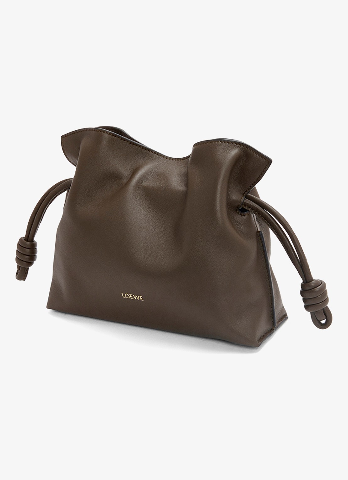 LOEWE Flamenco Mini clutch van kalfsleer - voorkant 7 donkerbruin
