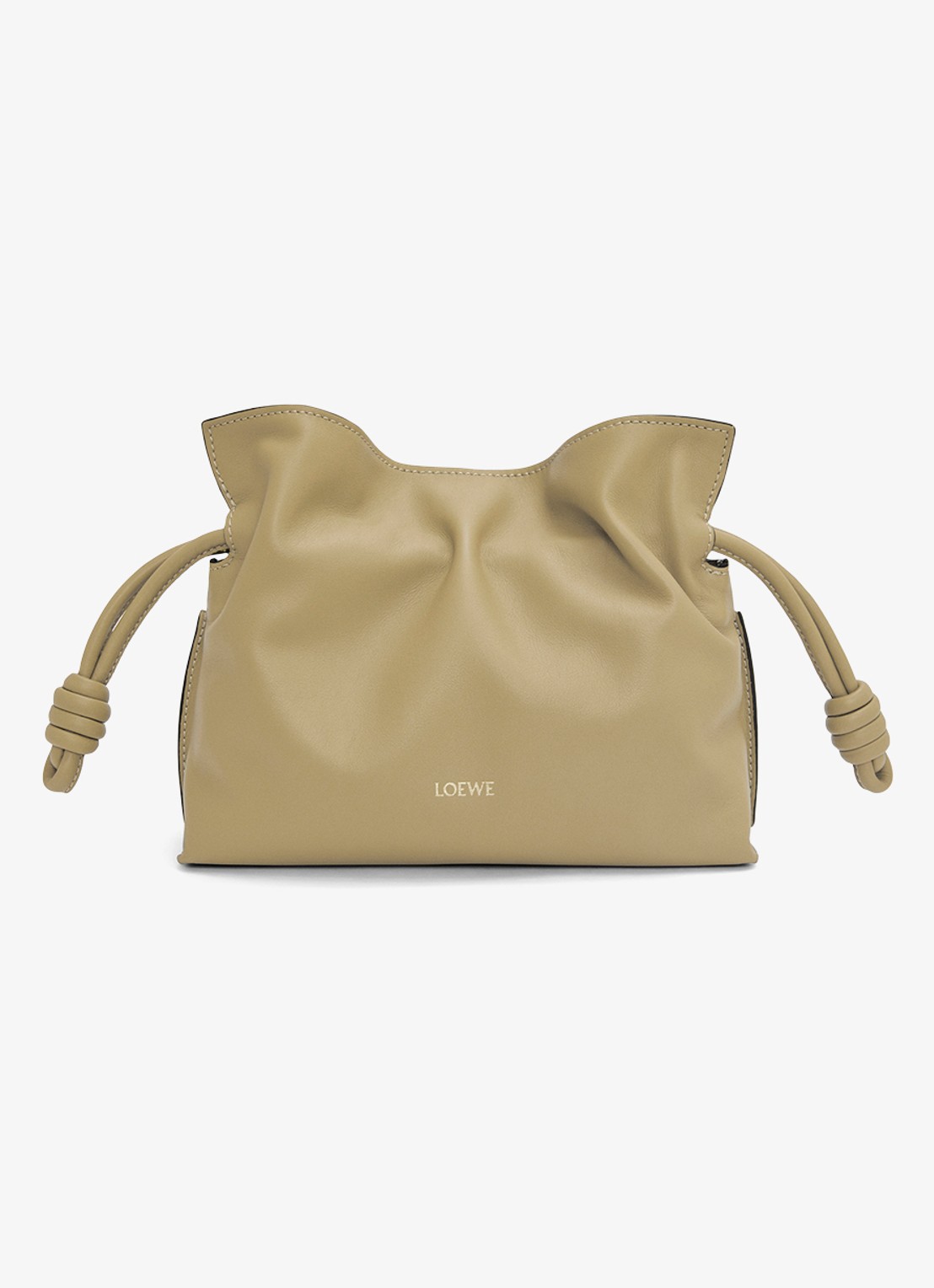 LOEWE Flamenco Mini clutch van kalfsleer - voorkant lichtgrijs