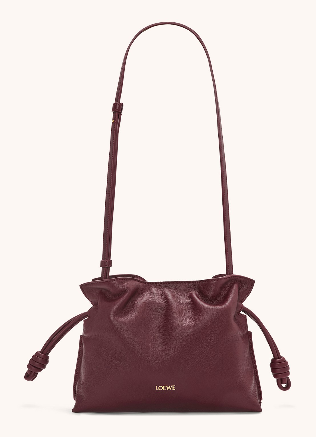 LOEWE Flamenco Mini clutch van kalfsleer - achterkant 3 bordeauxrood