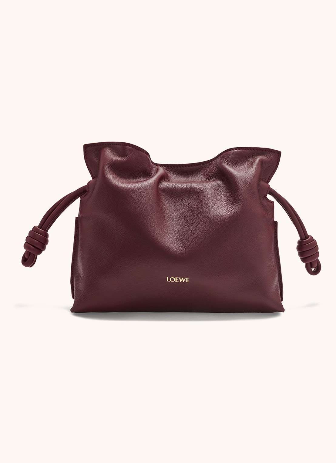 LOEWE Flamenco Mini clutch van kalfsleer - voorkant bordeauxrood