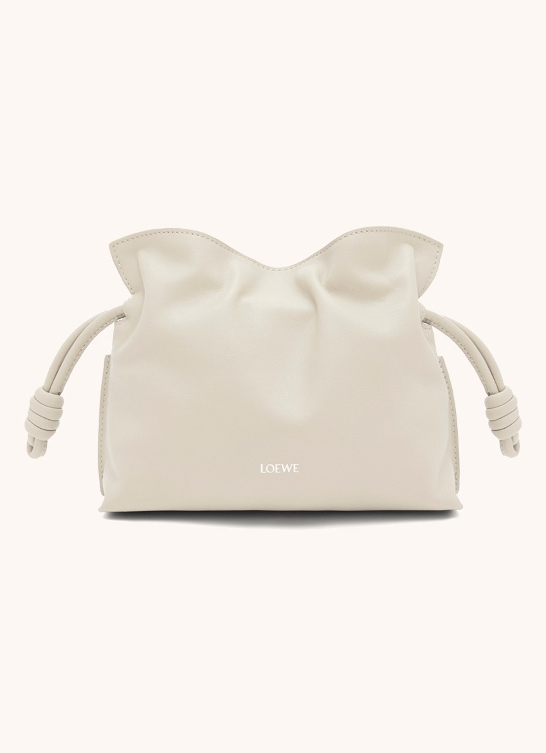 LOEWE Flamenco Mini clutch van kalfsleer - voorkant 5 beige
