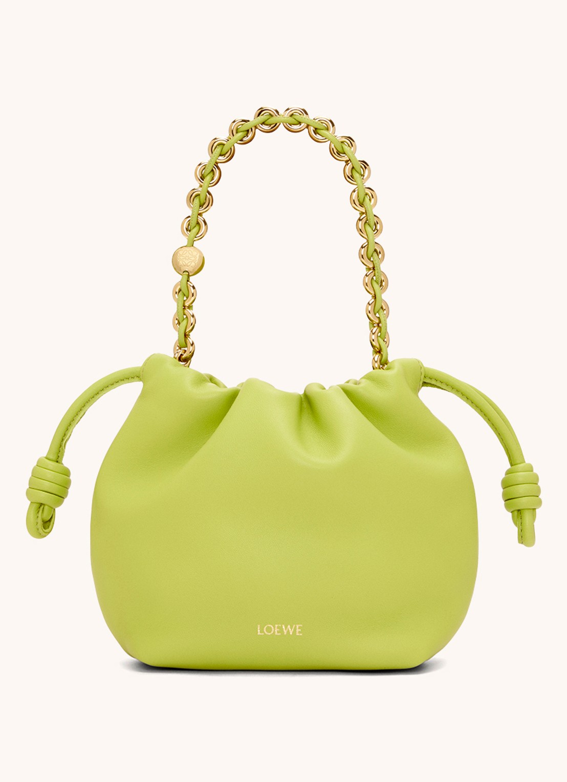 LOEWE Flamenco Mini clutch van lamsleer - achterkant lime