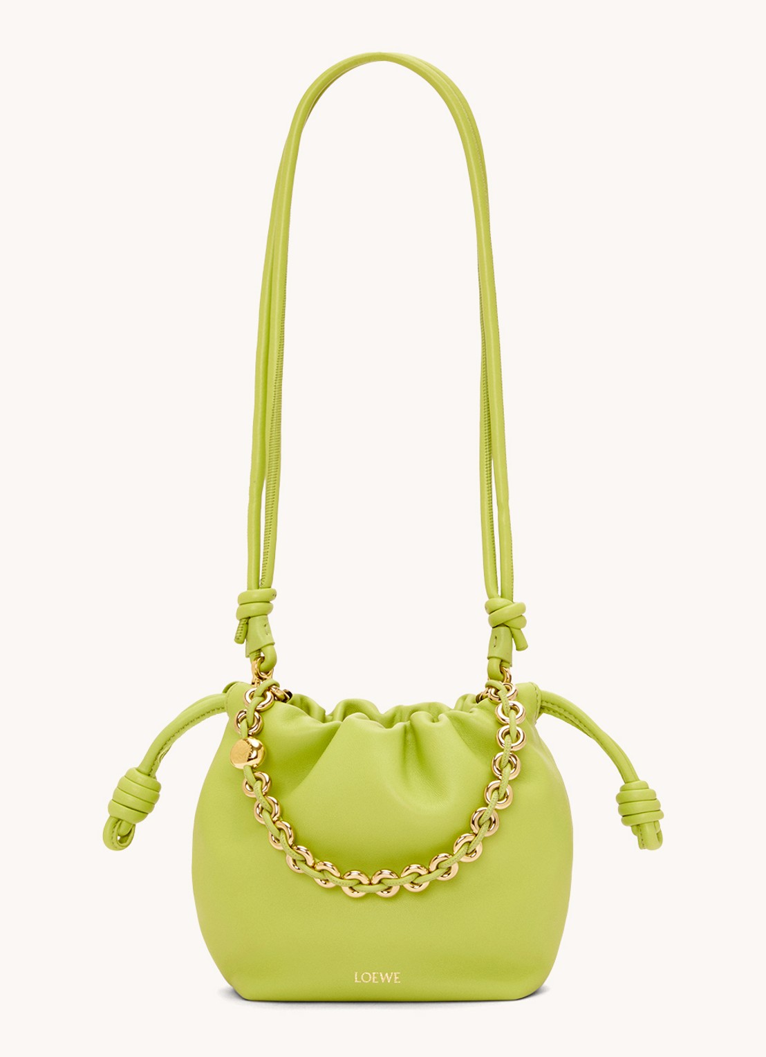 LOEWE Flamenco Mini clutch van lamsleer - detail 3 lime