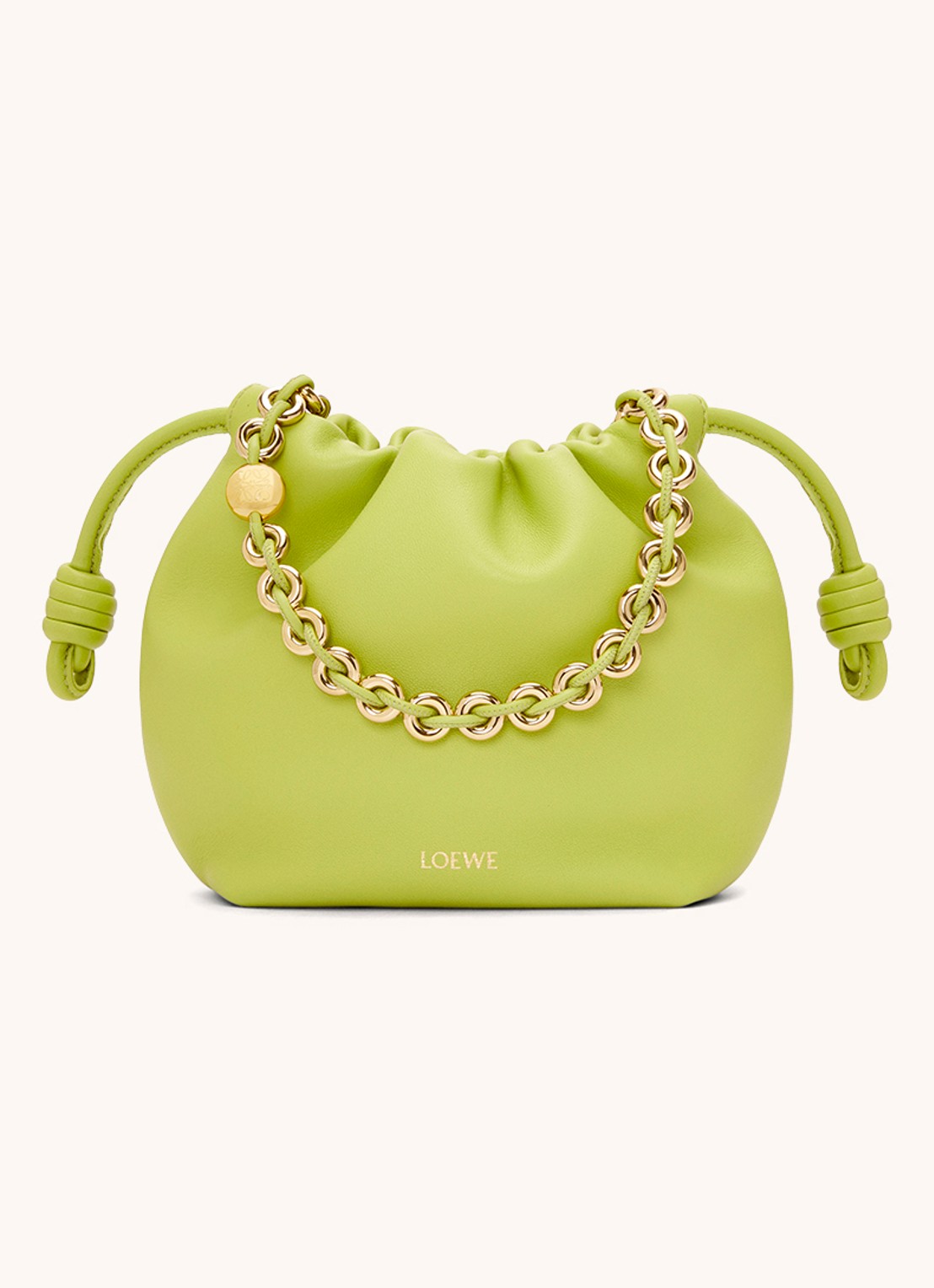 LOEWE Flamenco Mini clutch van lamsleer - voorkant 7 lime