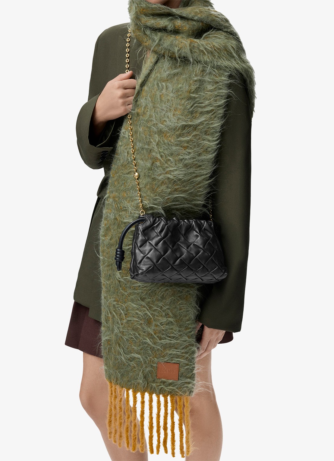 LOEWE Flamenco Mini clutch van leer - voorkant 3 zwart