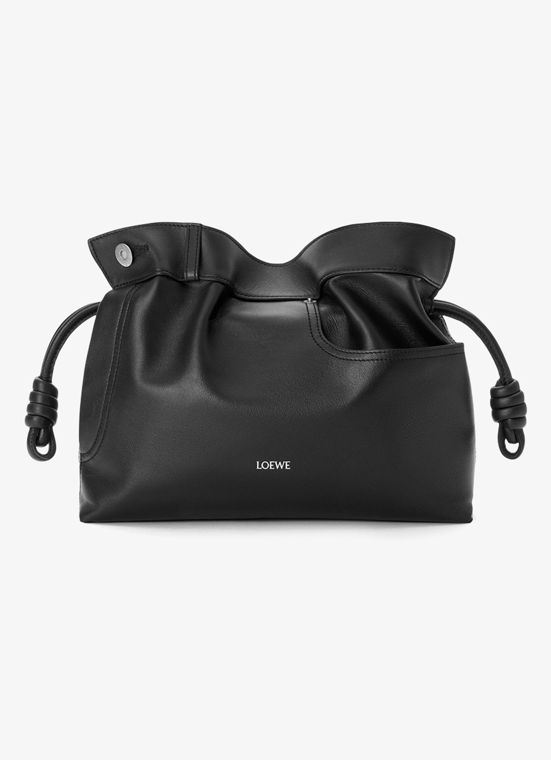LOEWE Flamenco Panta M clutch van kalfsleer - voorkant 7 zwart