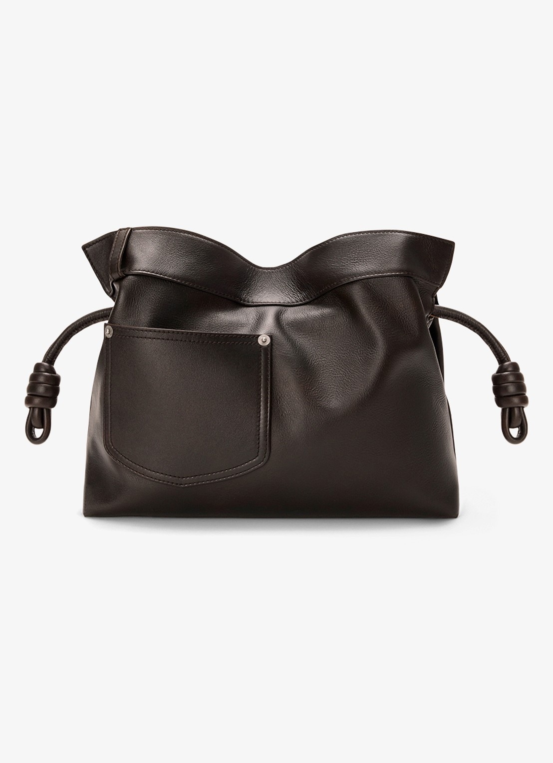 LOEWE Flamenco Panta M clutch van kalfsleer - achterkant 8 donkerbruin