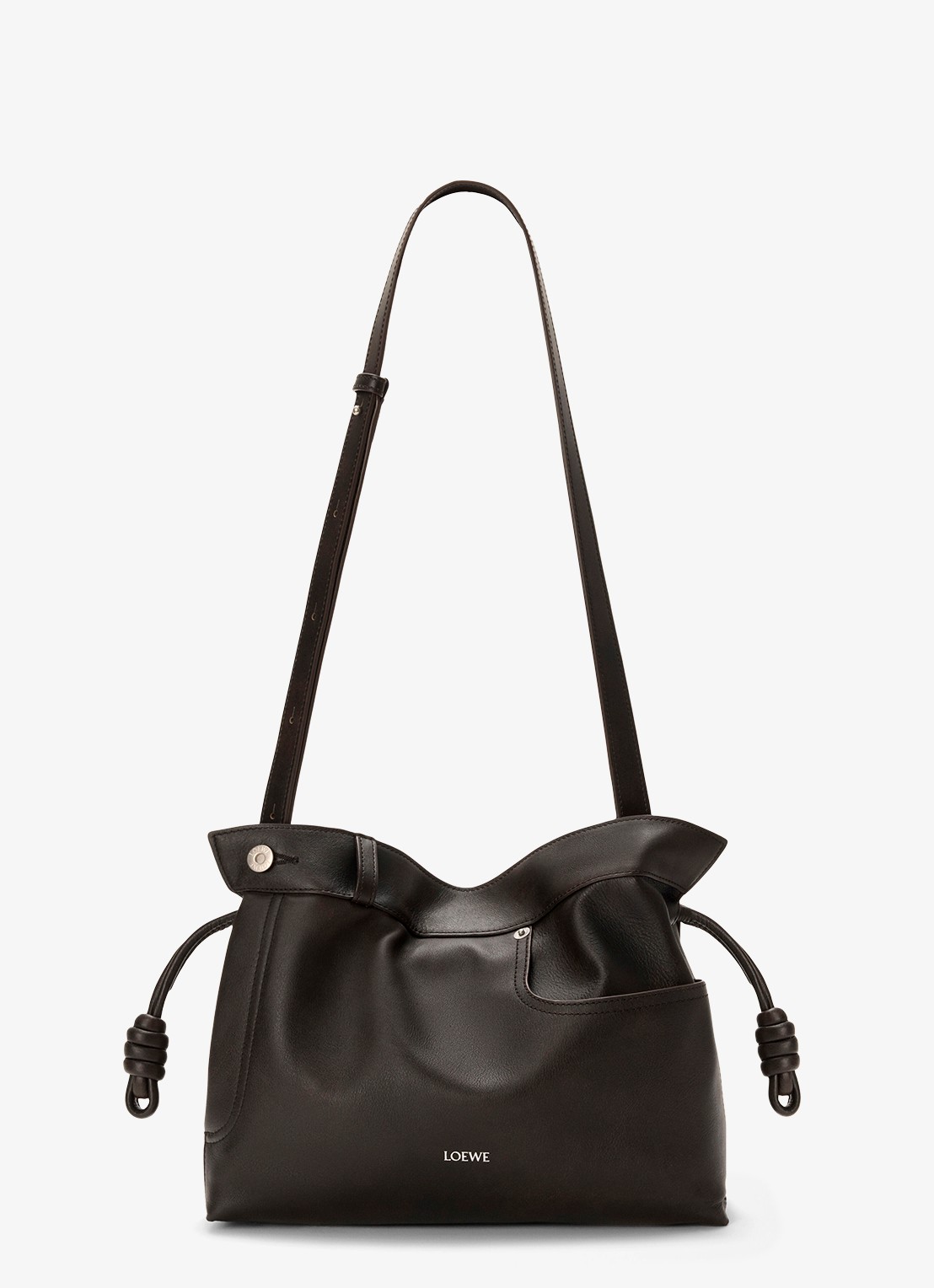 LOEWE Flamenco Panta M clutch van kalfsleer - detail 4 donkerbruin
