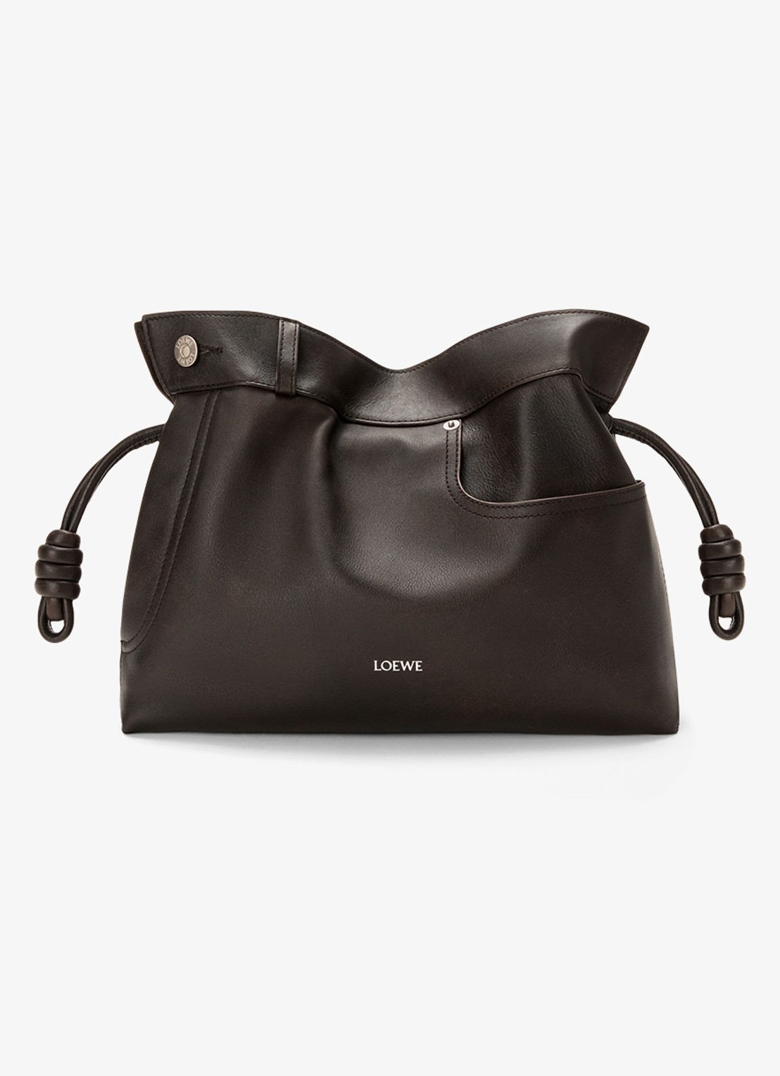 LOEWE Flamenco Panta M clutch van kalfsleer - voorkant donkerbruin