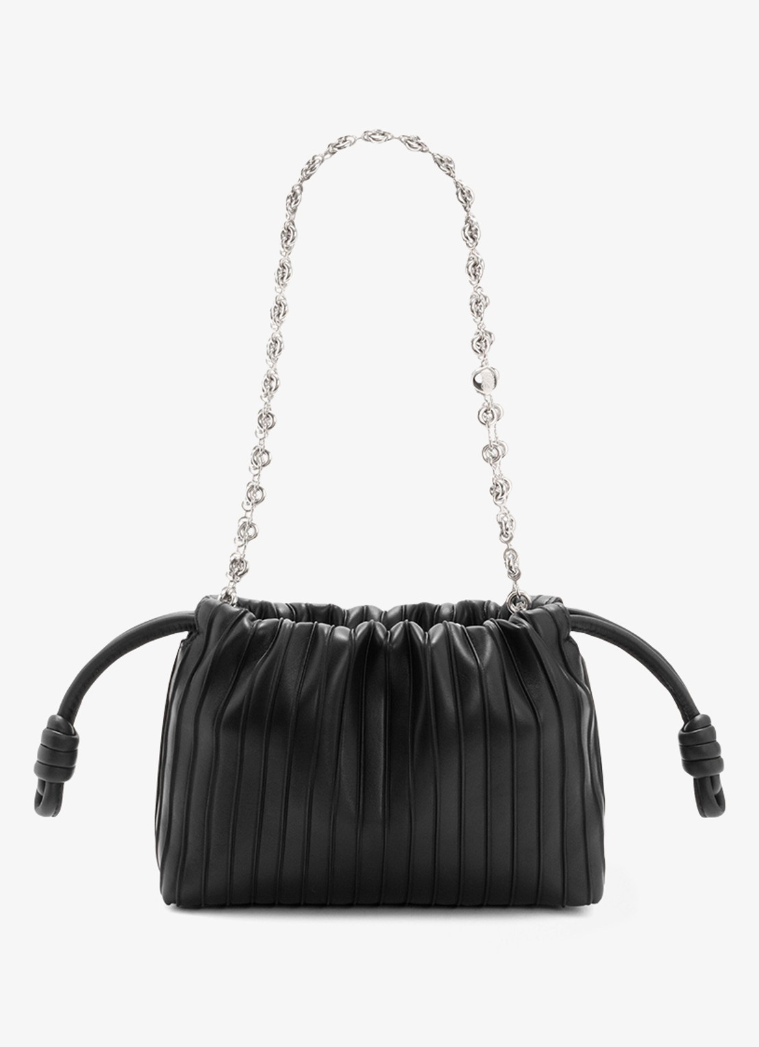 LOEWE Flamenco Pleated Mini schoudertas van kalfsleer - achterkant 8 zwart