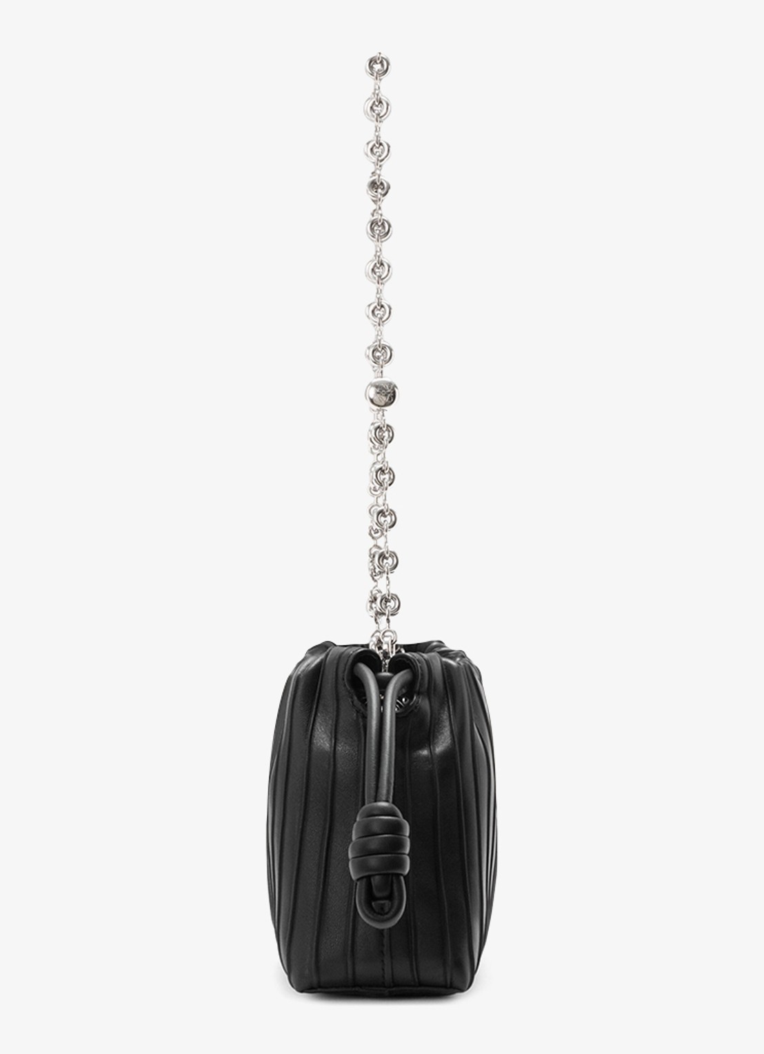 LOEWE Flamenco Pleated Mini schoudertas van kalfsleer - detail zwart