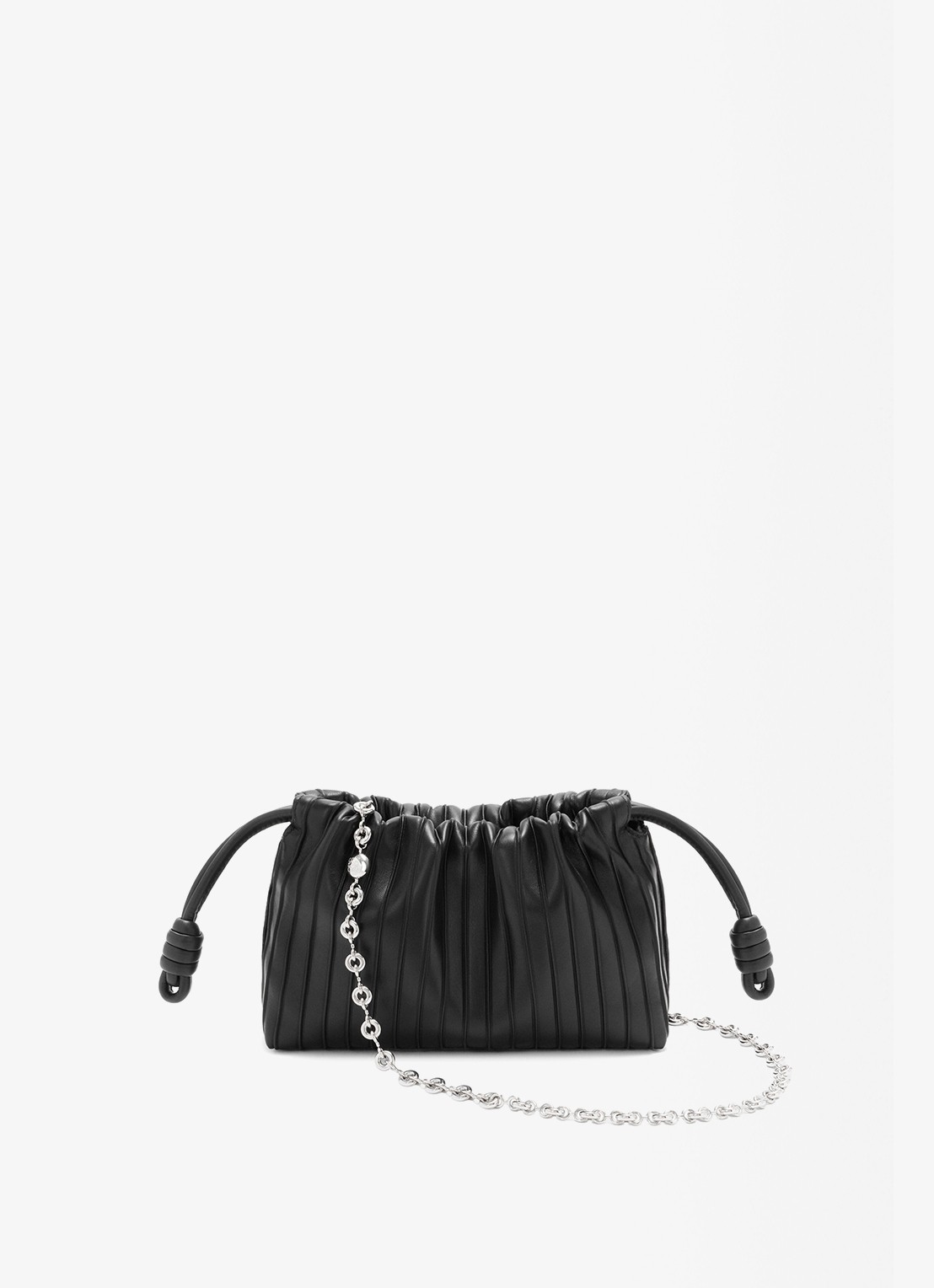 LOEWE Flamenco Pleated Mini schoudertas van kalfsleer - voorkant 6 zwart