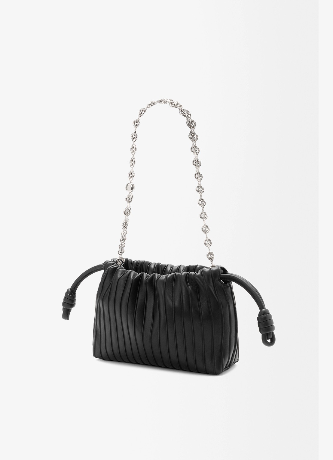 LOEWE Flamenco Pleated Mini schoudertas van kalfsleer - voorkant 7 zwart
