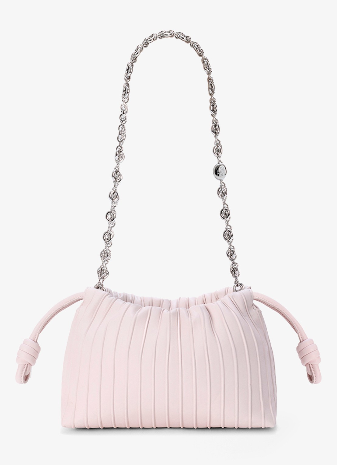 LOEWE Flamenco Pleated Mini schoudertas van kalfsleer - achterkant lichtroze