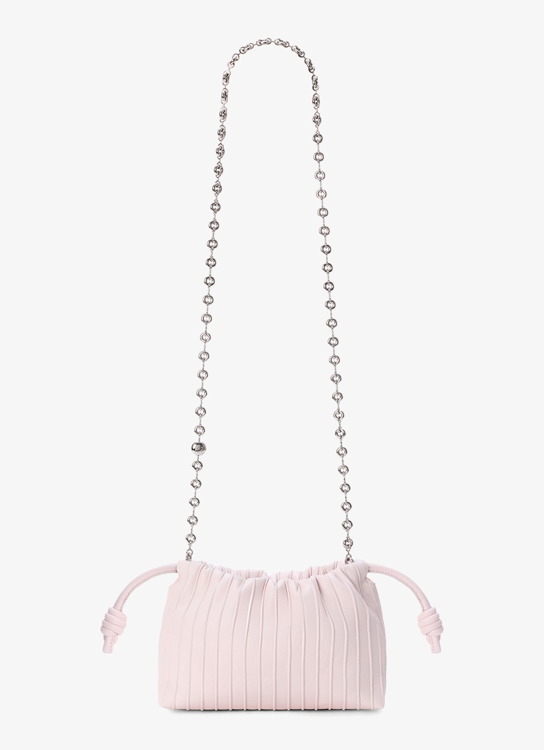 LOEWE Flamenco Pleated Mini schoudertas van kalfsleer - detail 3 lichtroze