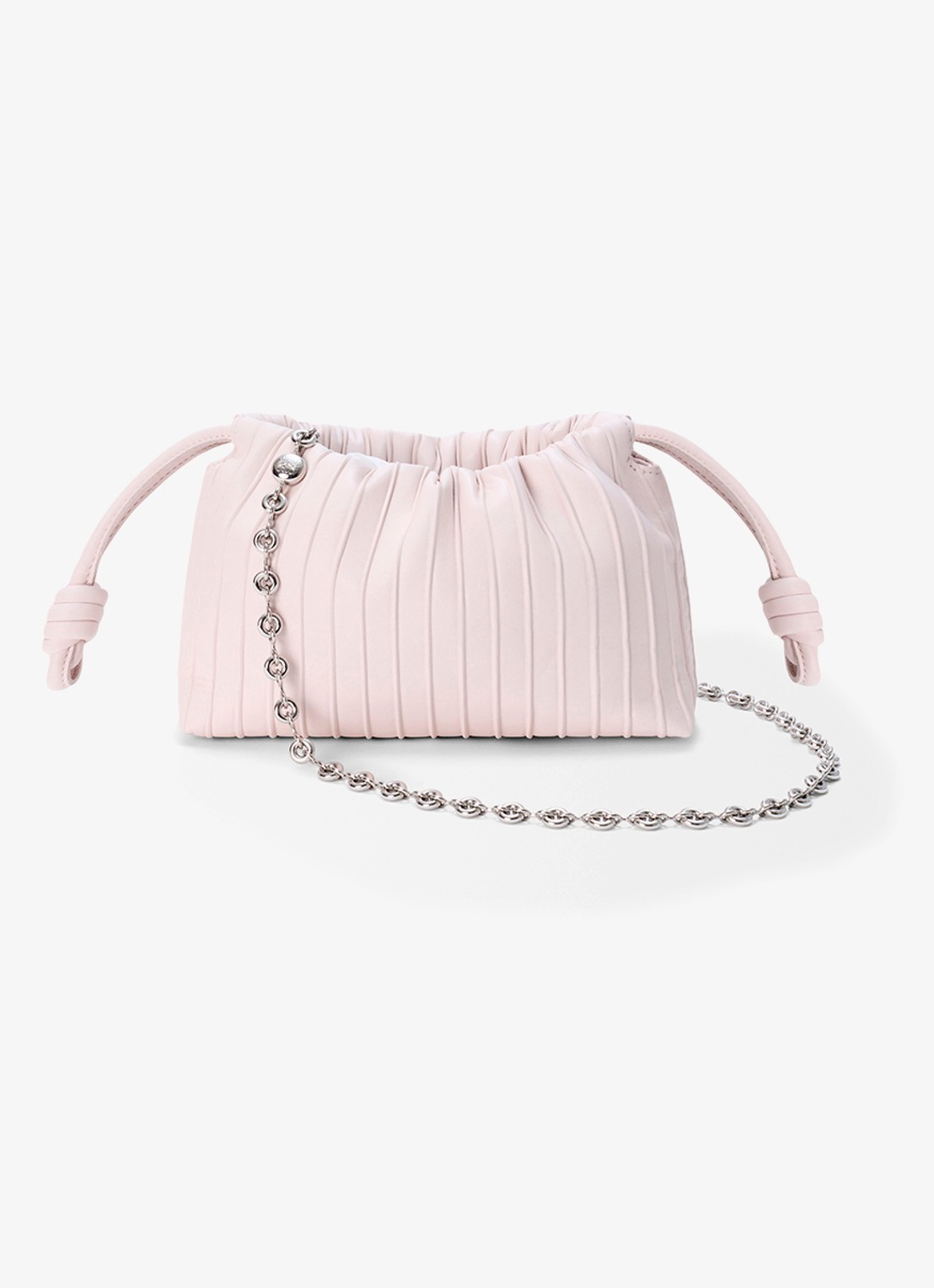 LOEWE Flamenco Pleated Mini schoudertas van kalfsleer - voorkant 7 lichtroze