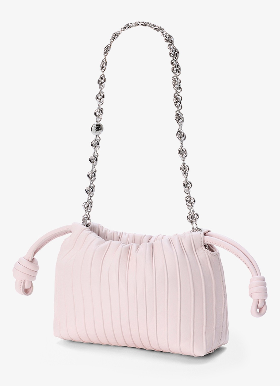 LOEWE Flamenco Pleated Mini schoudertas van kalfsleer - voorkant 8 lichtroze