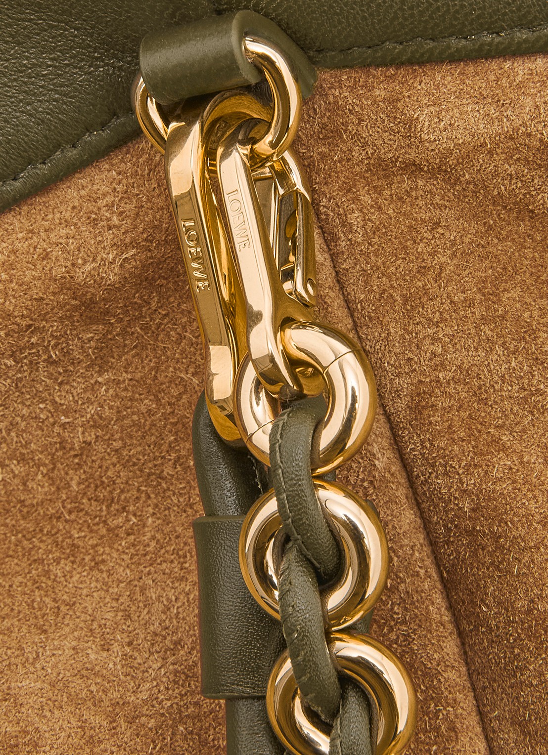 LOEWE Flamenco Purse Bucket crossbodytas van lamsleer - detail 5 bronsgroen