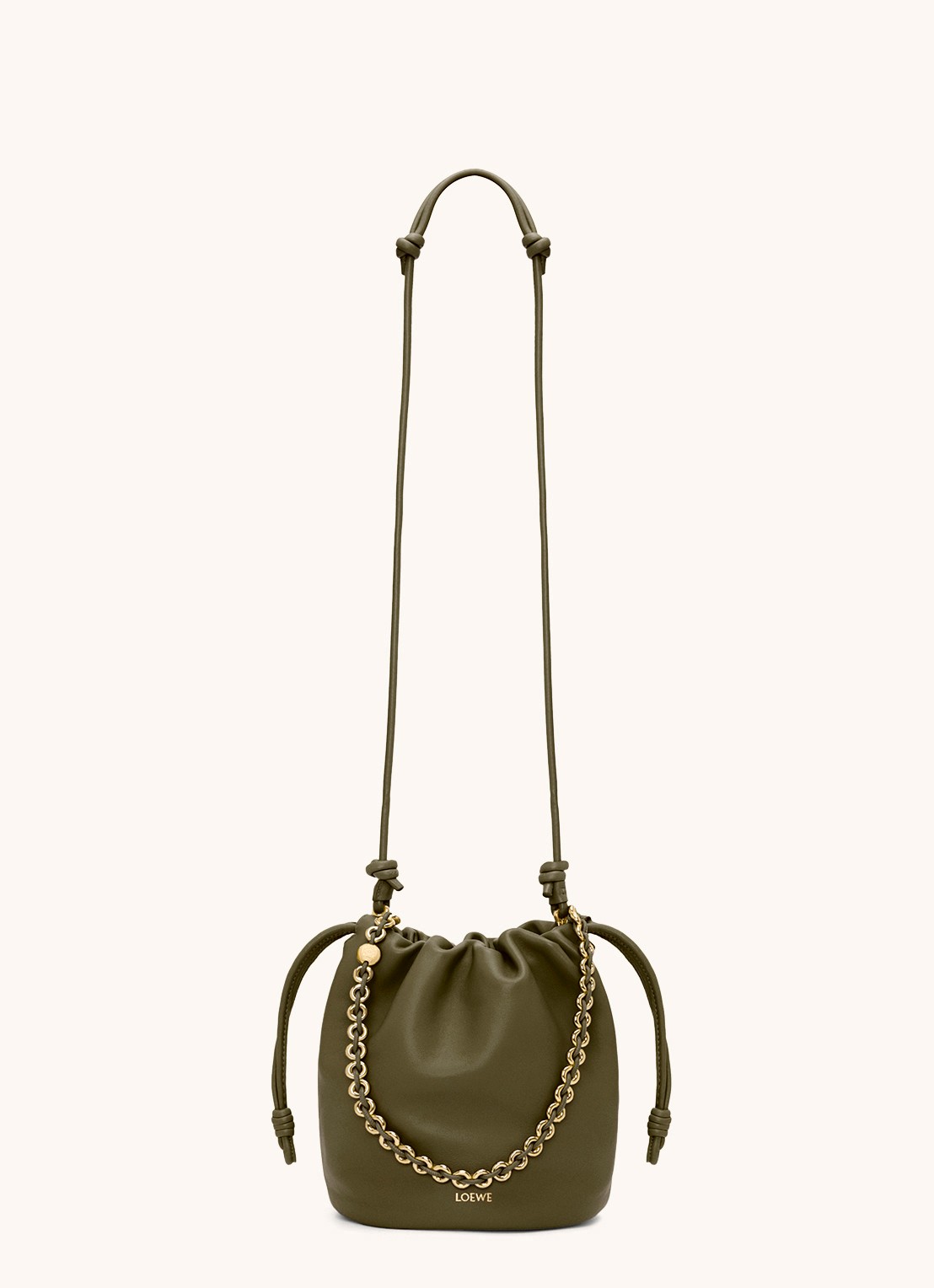 LOEWE Flamenco Purse Bucket crossbodytas van lamsleer - detail 6 bronsgroen